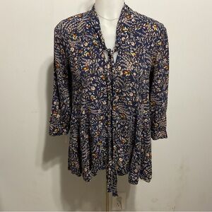 Maeve Anthropologie Floral Blouse 3/4 Sleeve Size XS